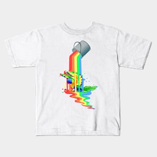 Rainbow (Paint) Lorikeet - [Black] Kids T-Shirt